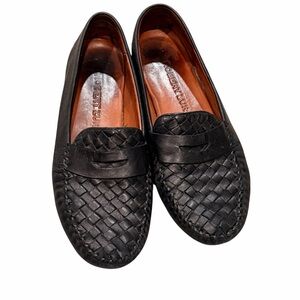 Robert Zur Black Petra Woven Leather Penny Loafer 8.5